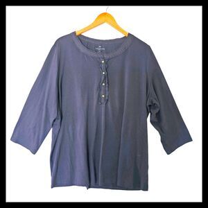 Talbots Blue‎ Cotton Blend Long Sleeve Top Woman Plus size 2X